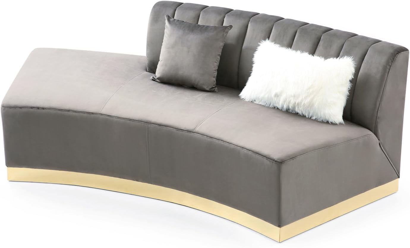 Dark Gray Armless Velvet Curved Sofa Y2212