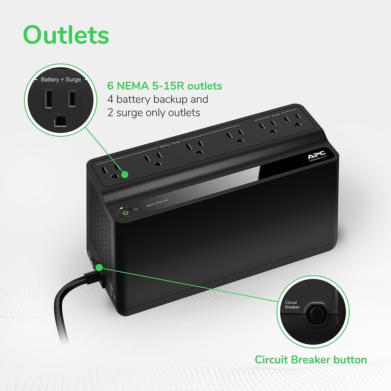 6 Outlets 450VA 120V UPS K15544