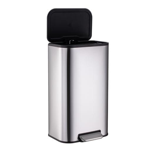 13 Gallon Stainless Steel Step Trash Can with Soft Close Lid O441344