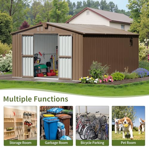 Brown Steel Outdoor Storage Shed C427926
