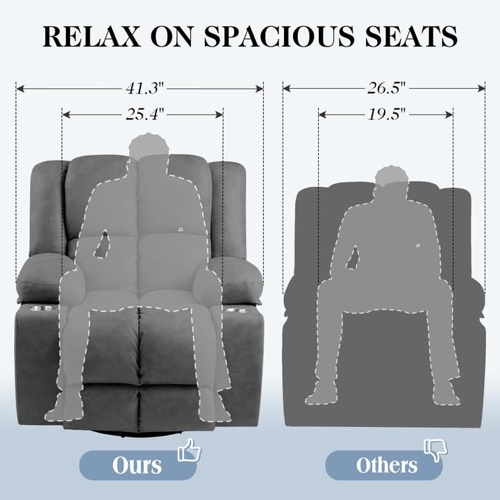 Oversized Power Lift Recliner Chair with Massage, Dark Grey I445