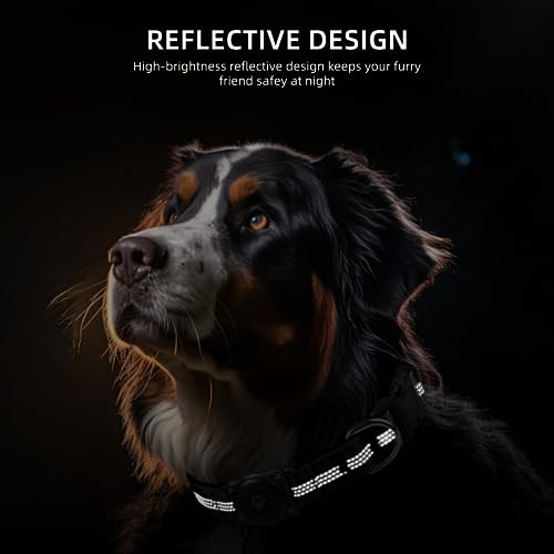 IP68 Waterproof Reflective Padded Dog Collar (M, Hotpink) S841