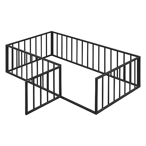 Full Montessori Floor Bed with Door (Black) L720405
