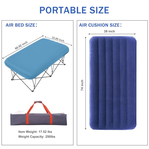Folding Camping Cot with Inflatable Air Mattress and Carry Bag Q835