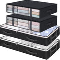 Black 4-Pack Large Underbed Storage Bags with Clear Window and Handles G8221