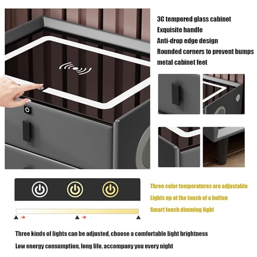White 2 Drawer Nightstand with Wireless Charging Station I323
