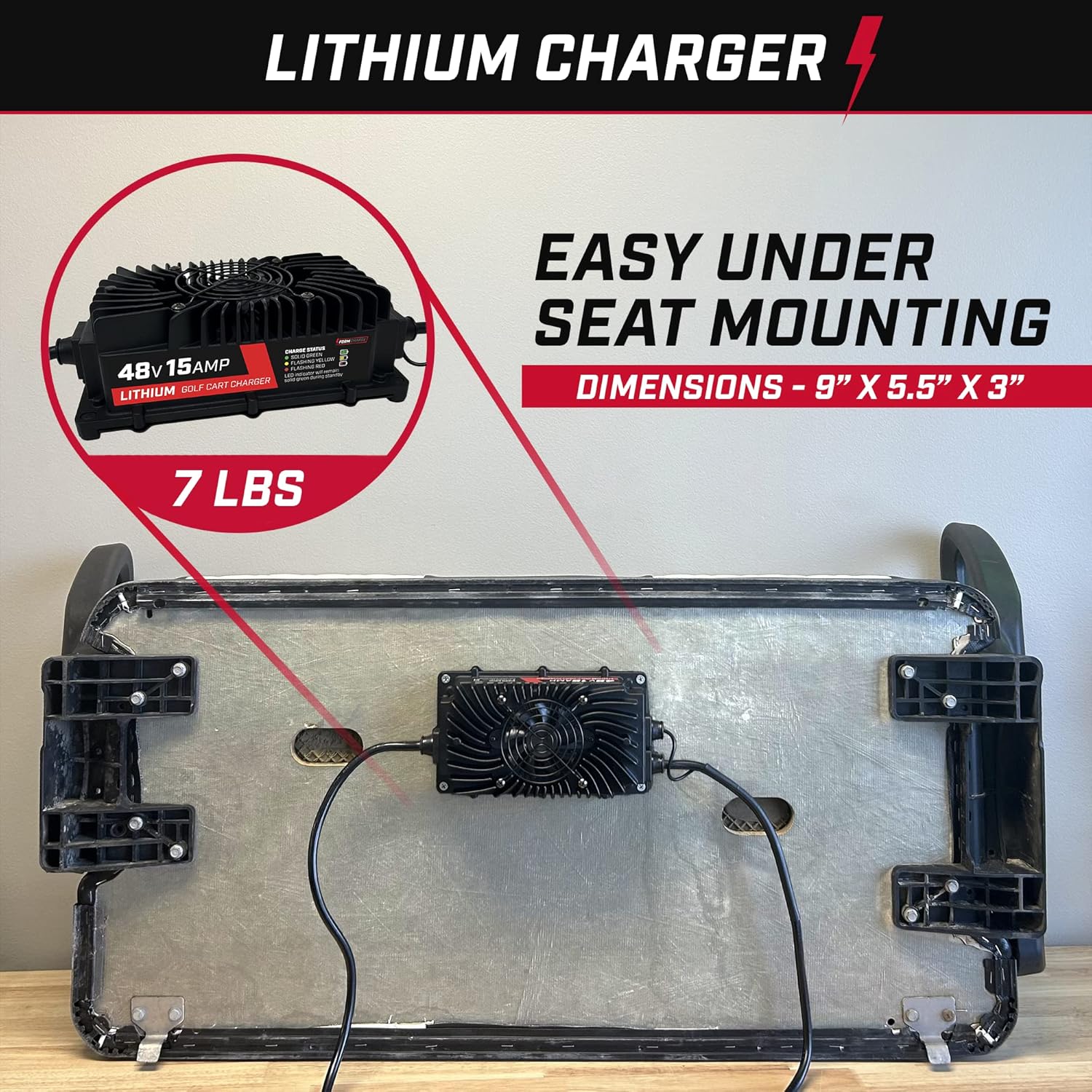 15 AMP Lithium Onboard Battery Charger for 48 Volt Golf Carts L19474