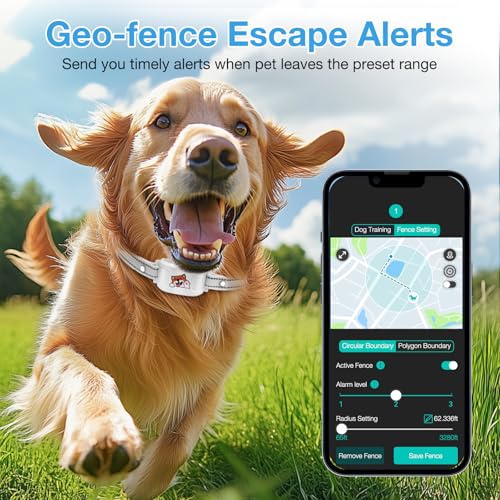 GPS Wireless Dog Fence & Training Collar, Outdoor Waterproof Rechargeable Collar (White) Y5748