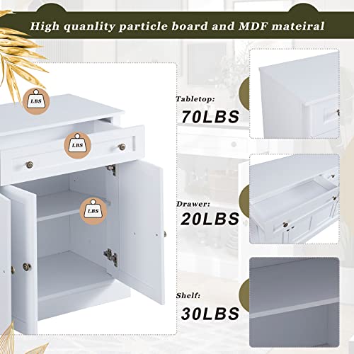 60" White 4-Door Sideboard Buffet with 2 Drawers and Adjustable Shelves S4793