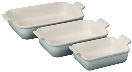White Stoneware Rectangular Dishes Set of 3 C949