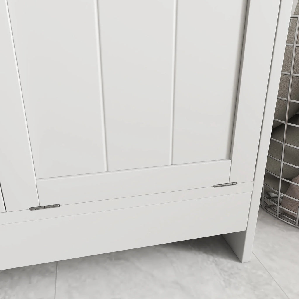 White Tilt-out Laundry Storage Cabinet with 2 Hamper Compartments H6402