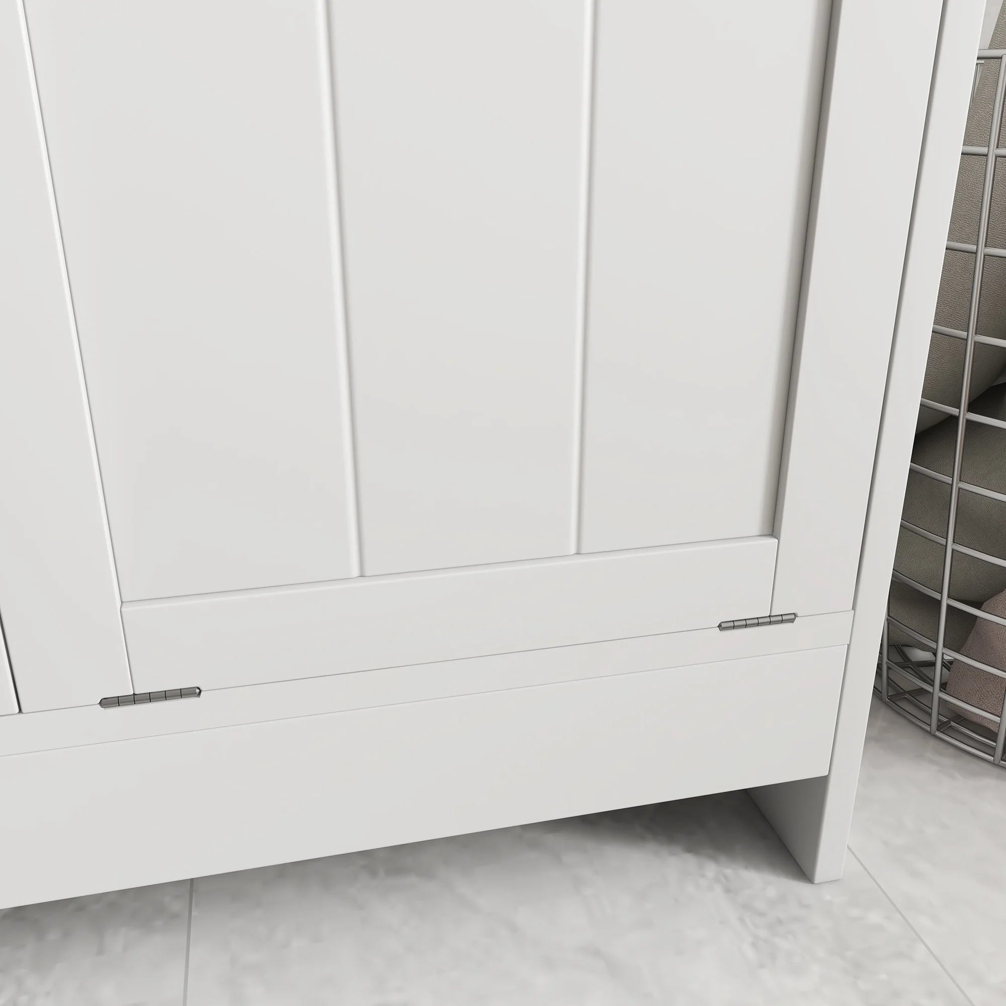 White Tilt-out Laundry Storage Cabinet with 2 Hamper Compartments H6402