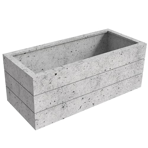 Rectangular Fiberstone and Clay Planter with Drainage Holes (Brown) F723819