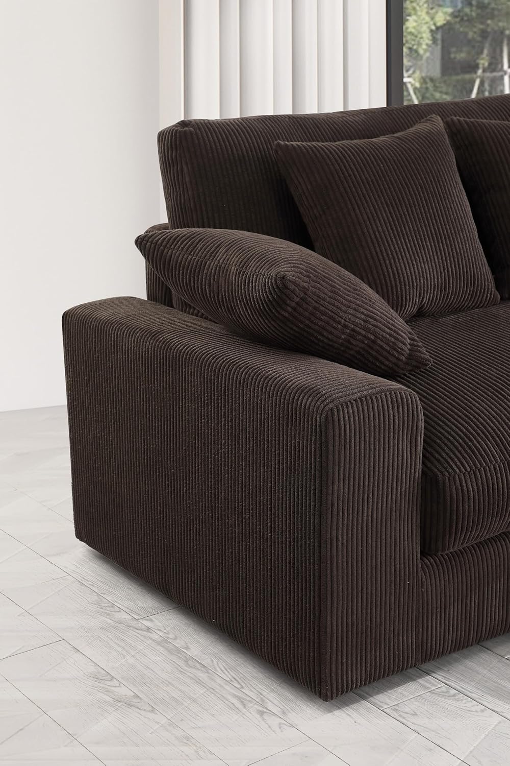 Oversized Corduroy L Shaped Sectional Sofa with Chaise Lounge B4405