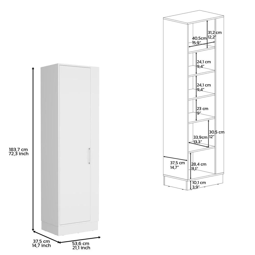 White Utility Storage Cabinet with 6-Tier Shelf G573163