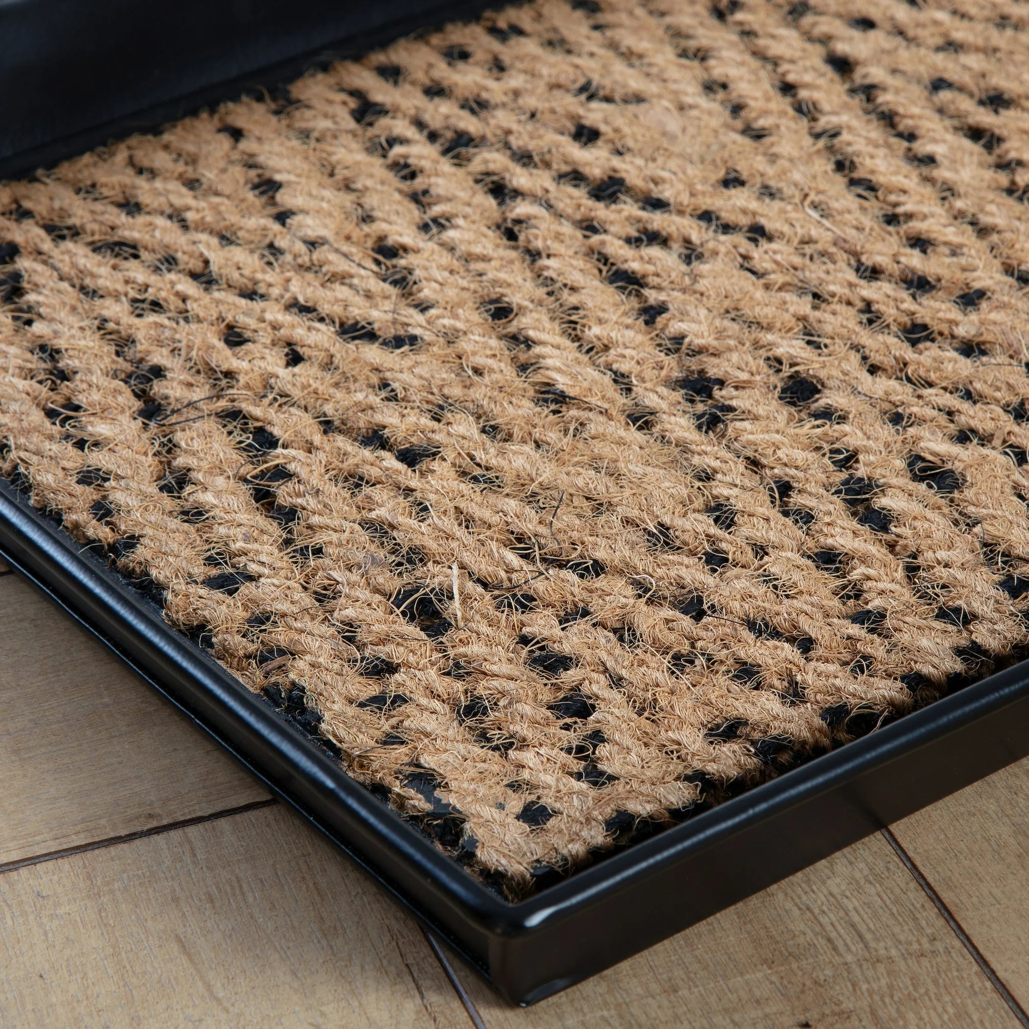 Black Metal Boot Tray with Coir Insert M455