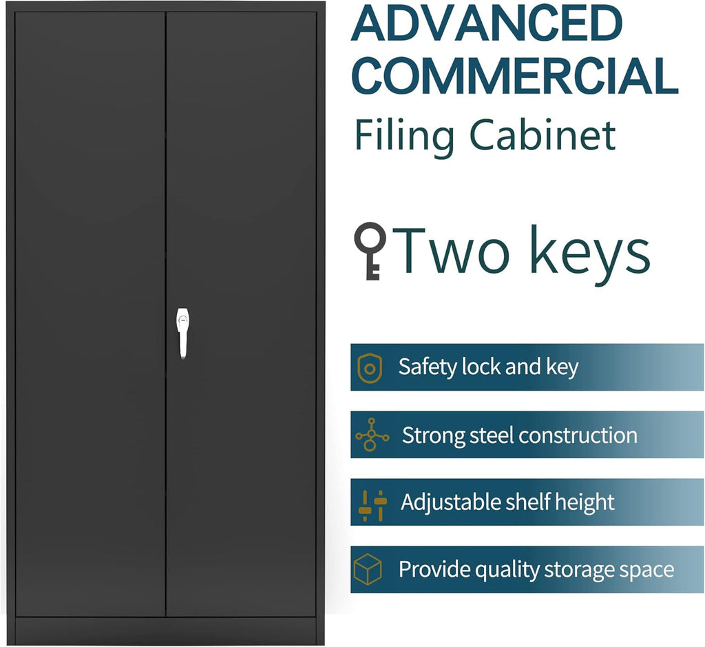 72'' Metal Storage Cabinet with 4 Adjustable Shelves Y640