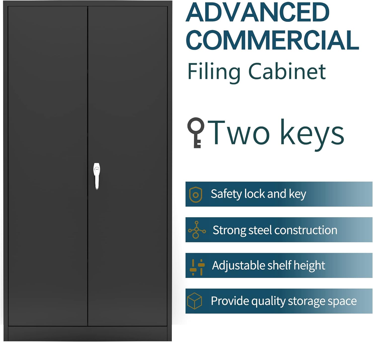 72'' Metal Storage Cabinet with 4 Adjustable Shelves Y640