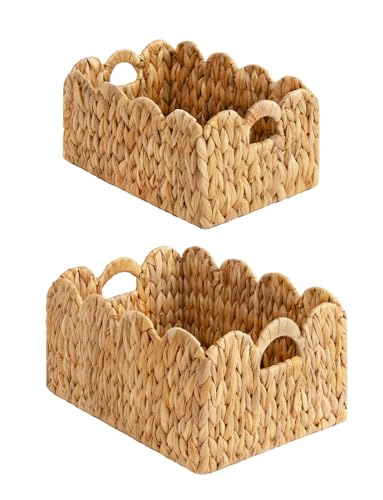 Scalloped Wicker Basket with Handles, Set of 2 K94345