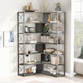 7-Tier L-Shaped Corner Bookcase Open Storage Silver MDF G252501
