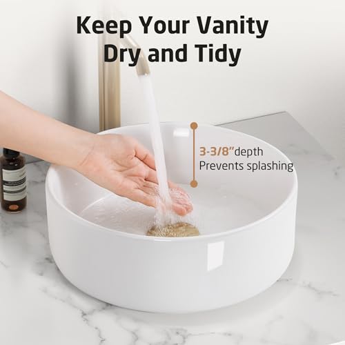 White 16 Inch Round Vessel Sink W569