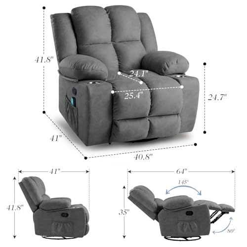 Oversized Power Lift Recliner Chair with Massage, Dark Grey I445