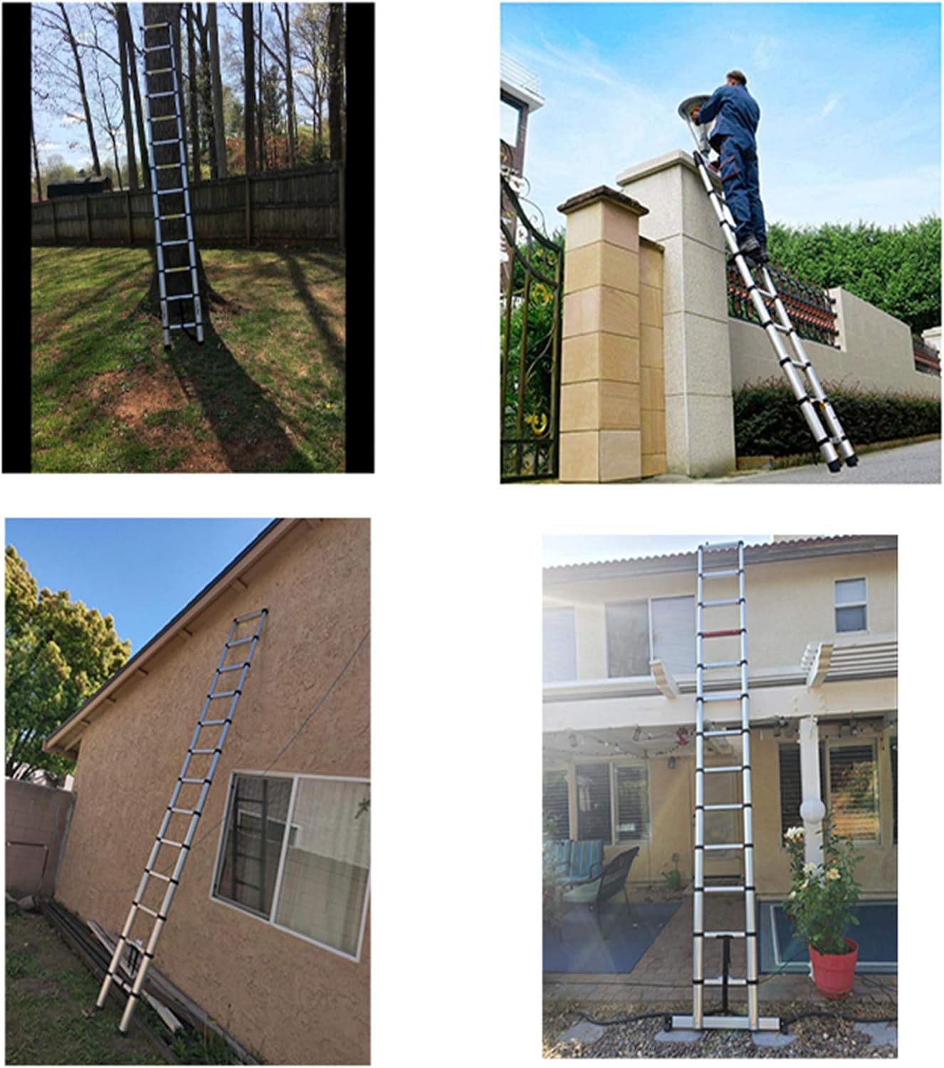 Aluminum Telescopic Extension Ladder, 330 lbs Capacity, 14.5FT F631531