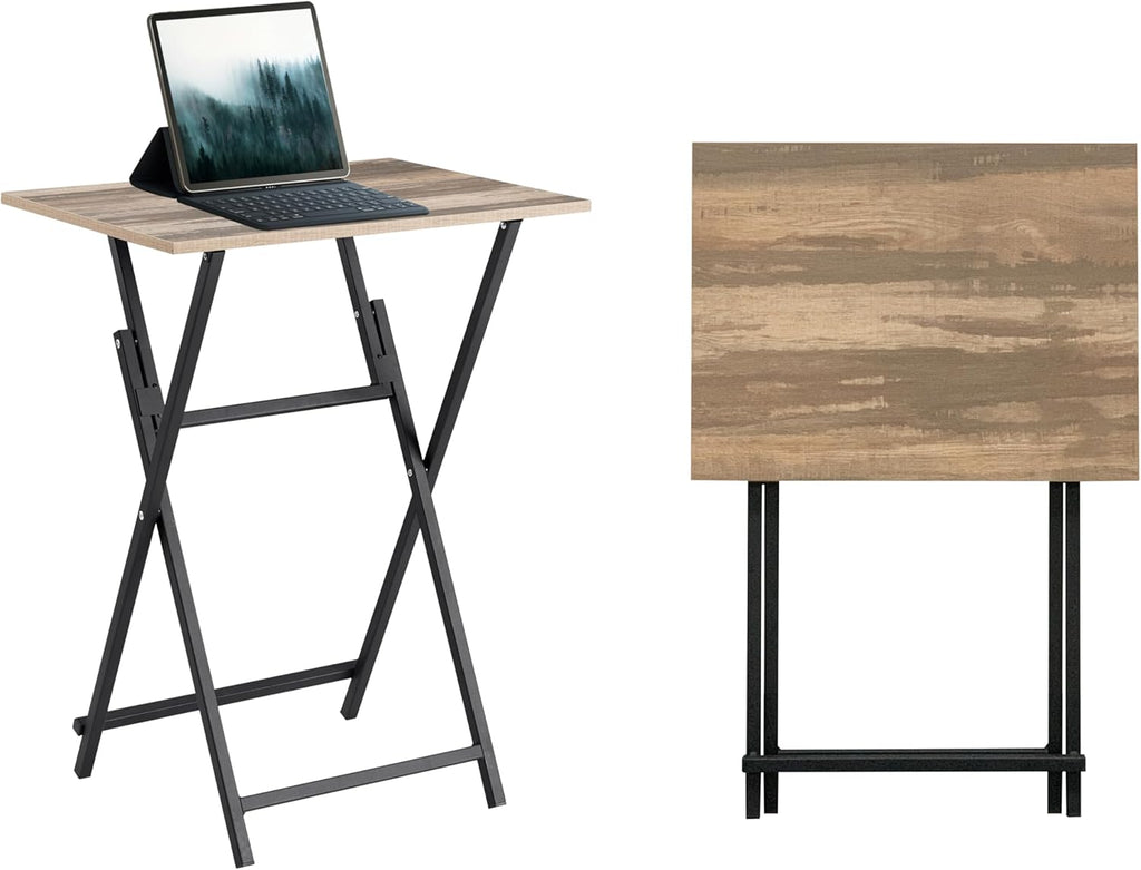 Rustic Brown Black TV Tray Table 2-Piece Portable Tables R212