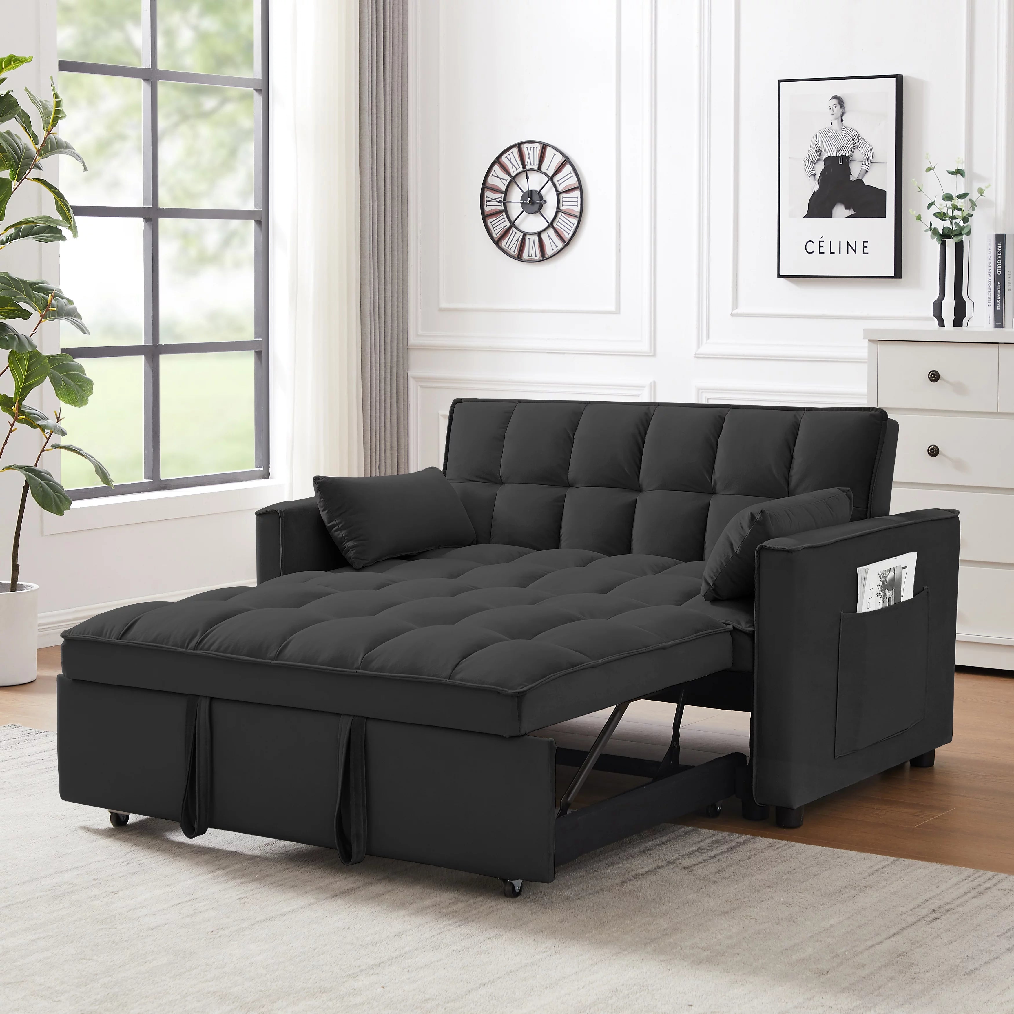Modern Velvet Convertible Sofa Bed U9019