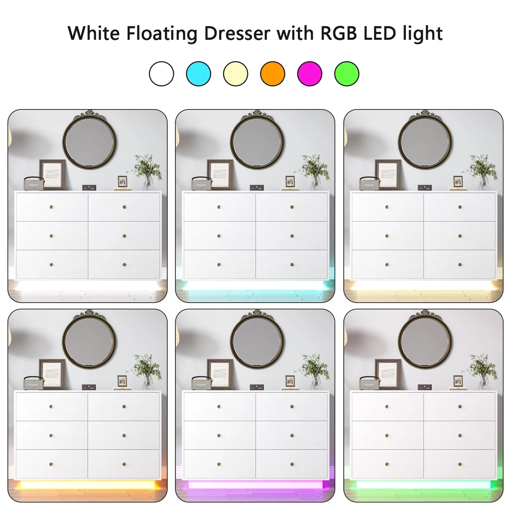 White 6 Drawer Dresser U82011