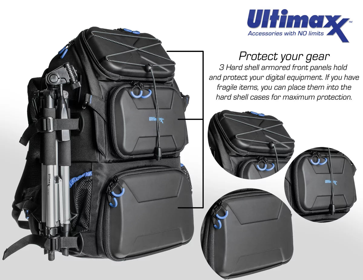 Heavy Duty Camera Backpack with Removable Gadget Bag & Waterproof Rain Cover S636
