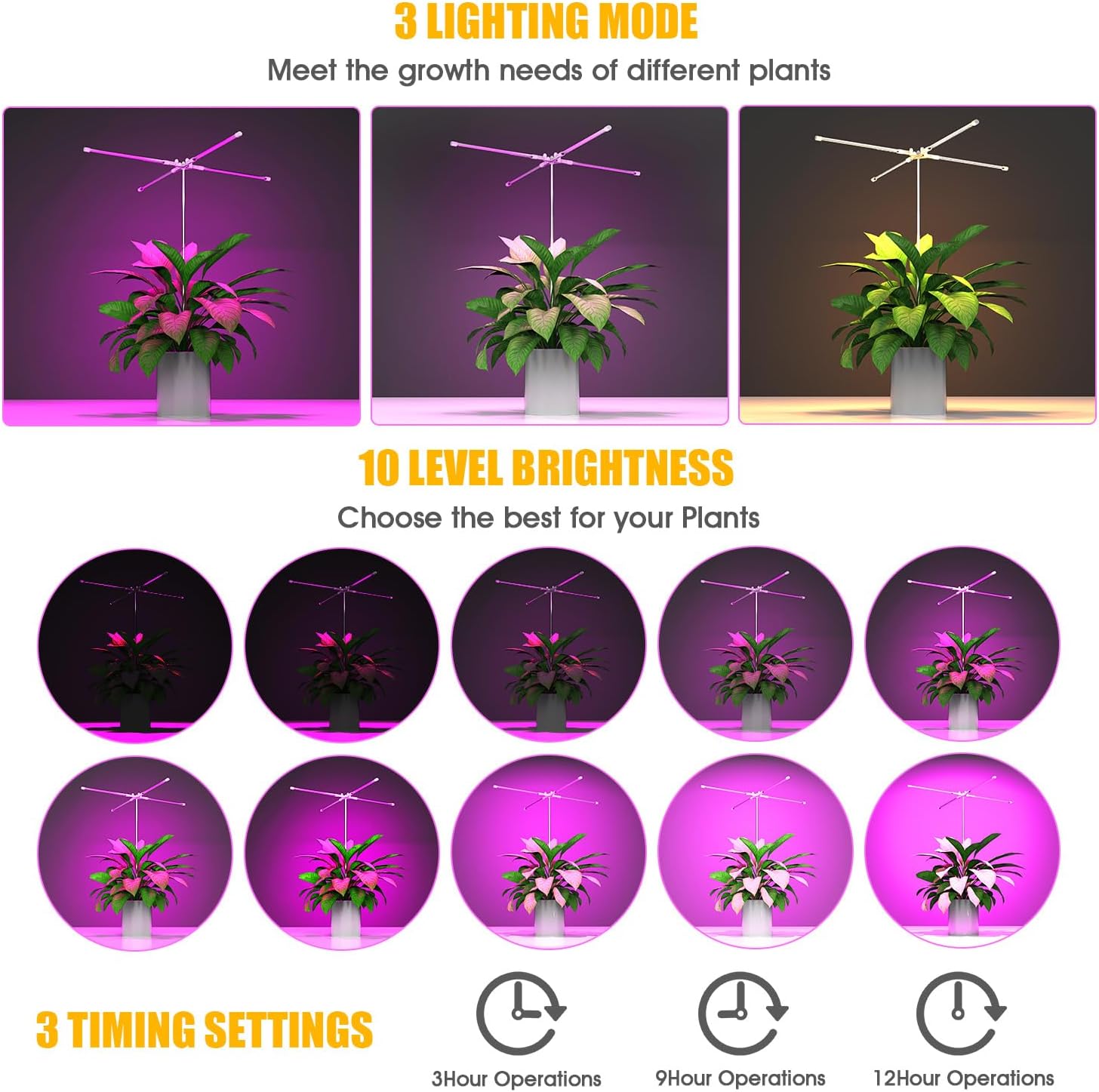 Full Spectrum Grow Light with Height Adjustable Plant Stand O89946
