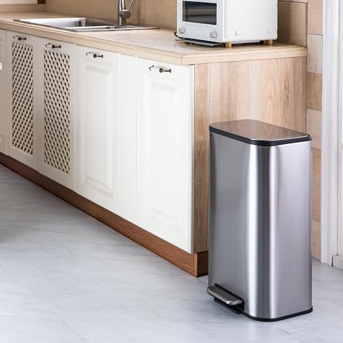 13 Gallon Stainless Steel Step Trash Can with Soft Close Lid O441344