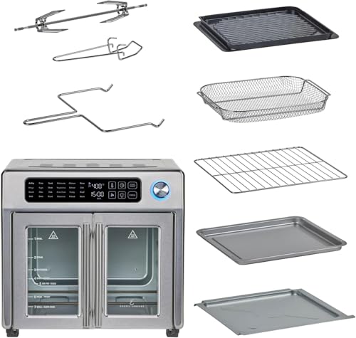 Extra Large French Door Air Fryer Toaster Oven Combo, Stainless Steel, 26QT Capacity B705518