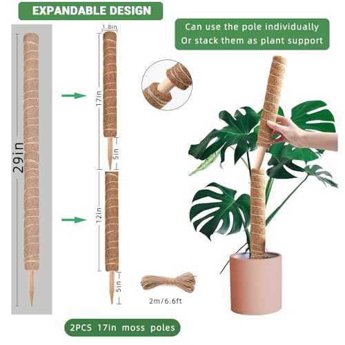 Moss Pole -2 Pack 17 Inch Plant Support Stakes G89557