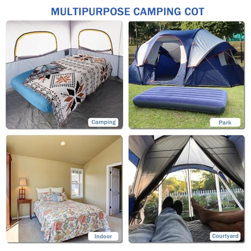 Folding Camping Cot with Inflatable Air Mattress and Carry Bag Q835