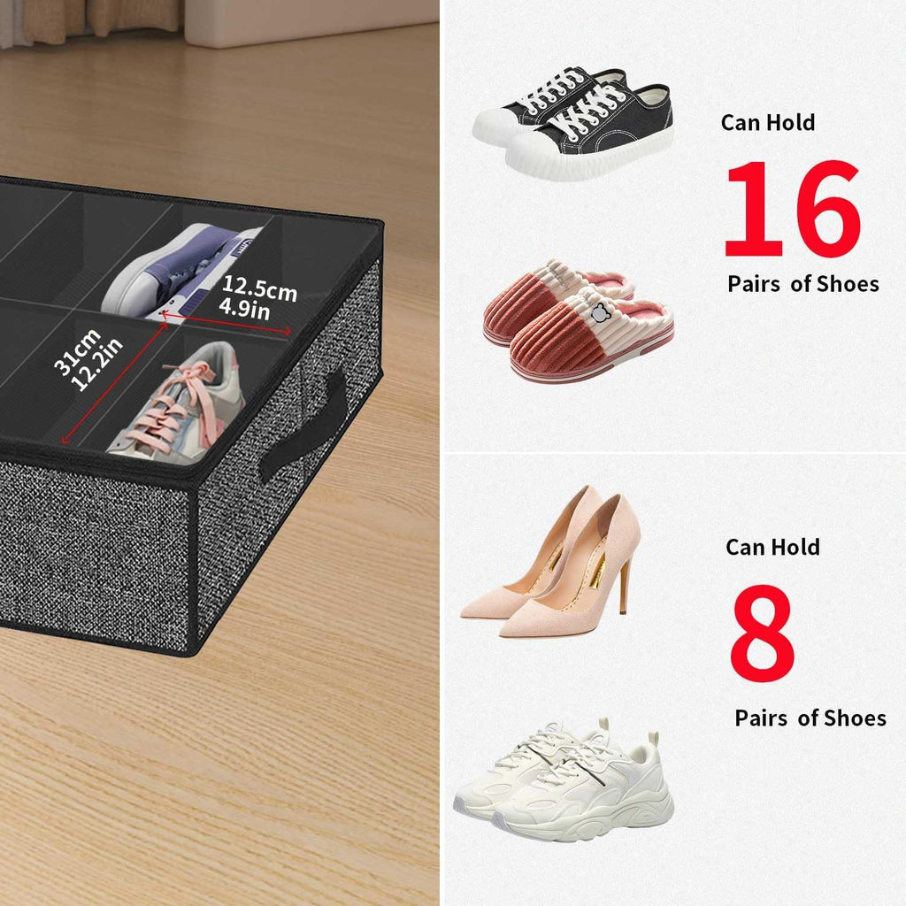Black Linen-like Underbed Shoe Storage Organizer Q908502