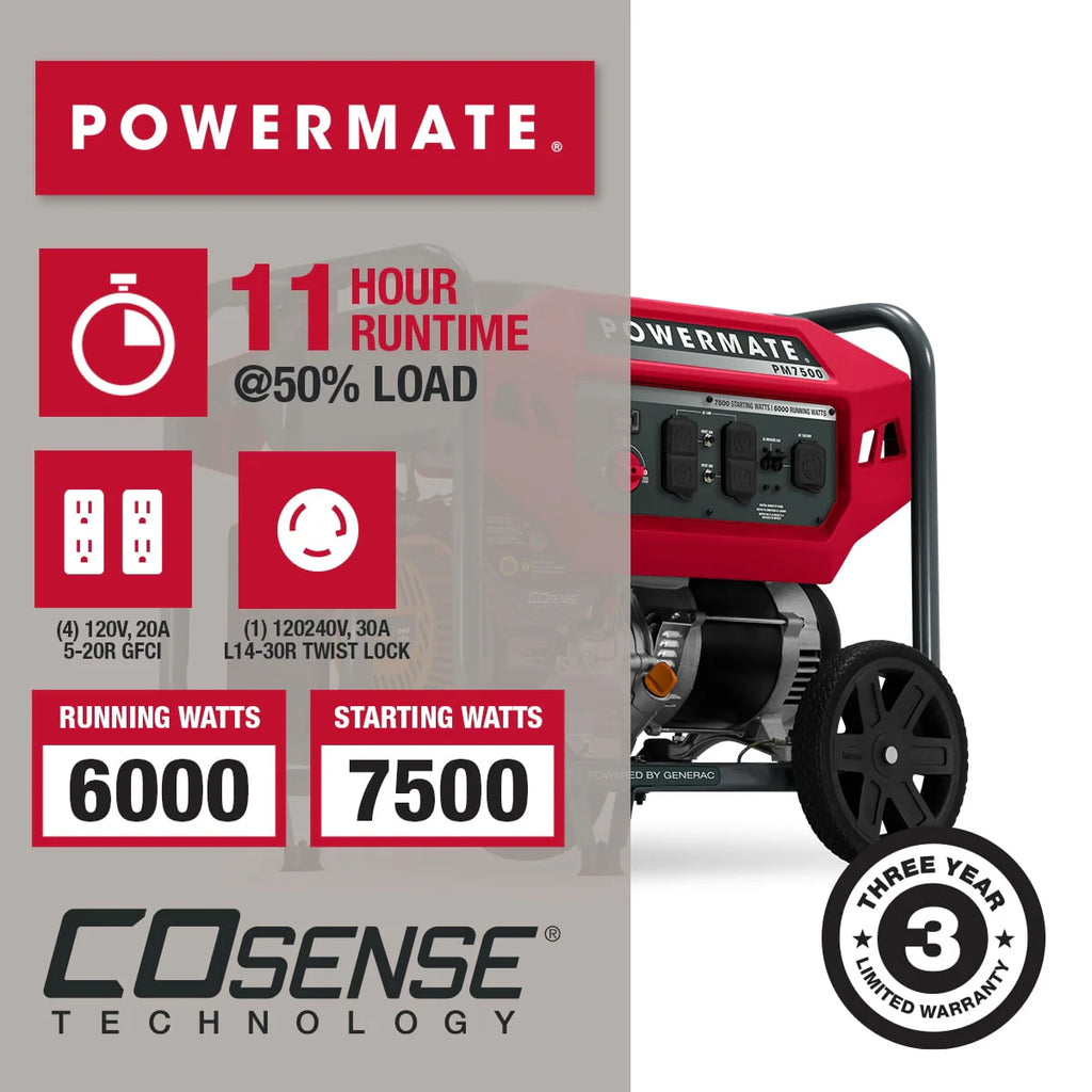 7500 Watt Dual Fuel Portable Generator T1738