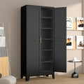 White 75" Metal Pantry Cabinet with 2 Doors and 5 Adjustable Shelves X875330
