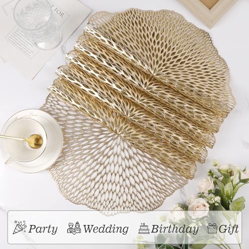 Set of 6 Gold Heat Resistant Vinyl Placemats W845637