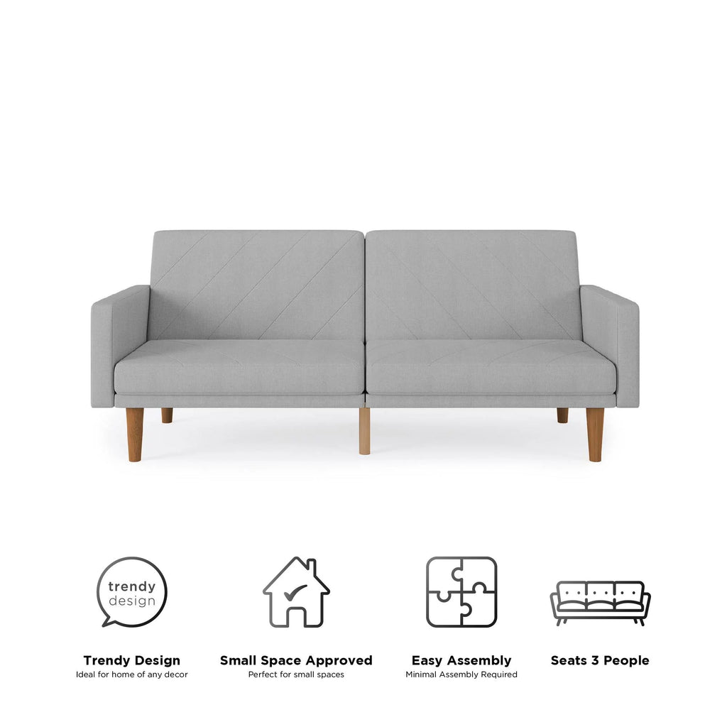 Light Gray Linen Convertible Sofa Bed with USB Port M50961