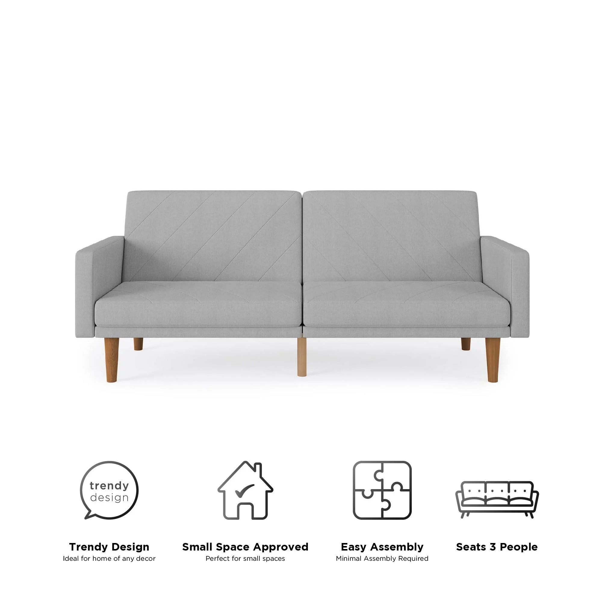 Light Gray Linen Convertible Sofa Bed with USB Port M50961