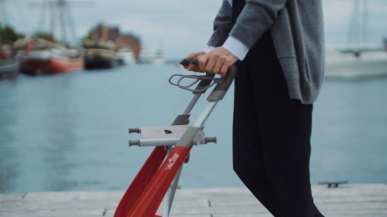 Red Carbon Ultralight Rollator Walker with Organizer Bag, Wide Track, 18.5" x 24" Seat C3192