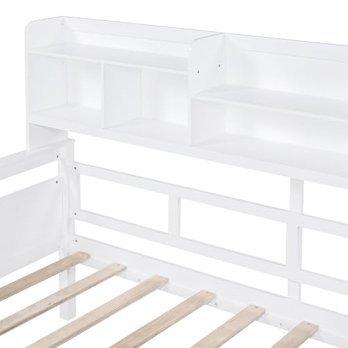 Twin Size Wood Daybed with Shelf and 2 Storage Drawers A431