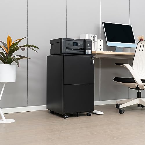 White 2-Drawer Rolling Metal File Cabinet with Lock Z722416