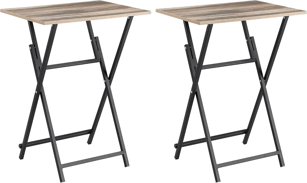 Rustic Brown Black TV Tray Table 2-Piece Portable Tables R212