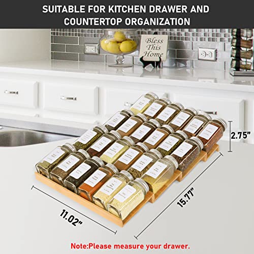 Bamboo 4 Tier Spice Drawer Organizer with 28 Spice Jars Q542818