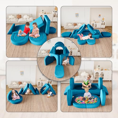 12PCS Modular Toddler Couch with Triangular Cushions and Arches (Gray) N4015