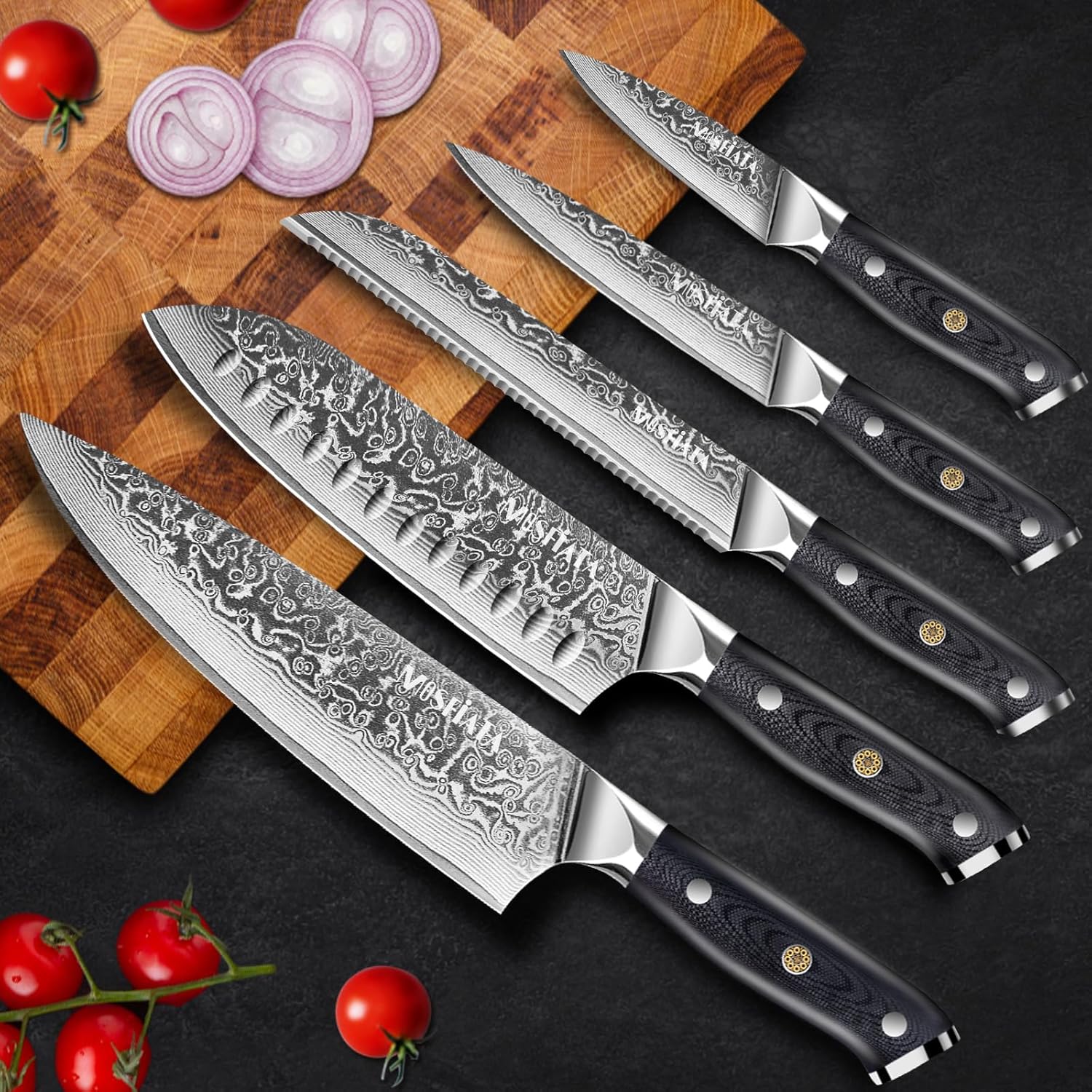 5PCS Damascus Chef Knife Set C95318