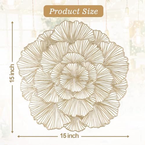 Set of 6 Gold Heat Resistant Vinyl Placemats W845637
